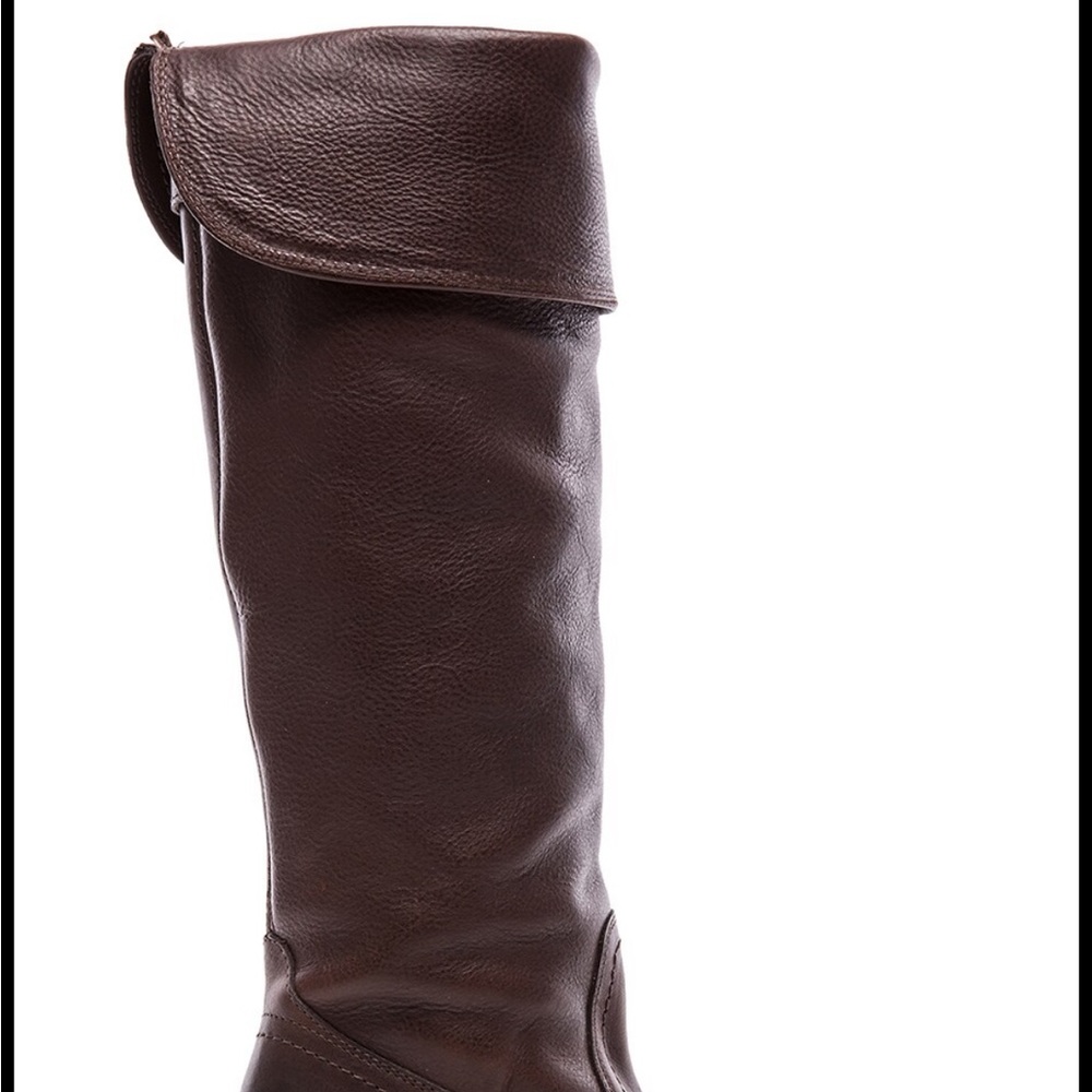 Frye Boots Jane Tall Cuff size 8.5 rich brown leather heeled boots - Picture 2 of 12